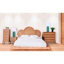 Table basse Zetel en bois DM, rotin et fer naturel, 45 x 40 x 55 cm