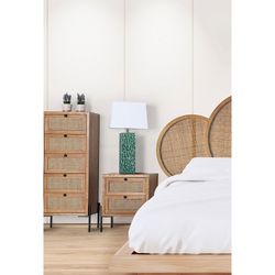 Table basse Zetel en bois DM, rotin et fer naturel, 45 x 40 x 55 cm