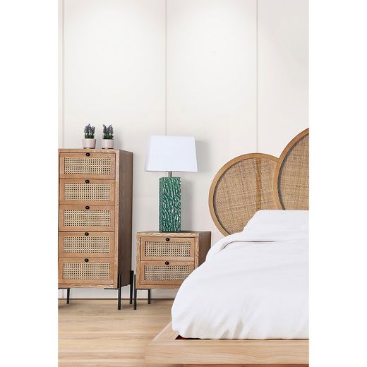 Table basse Zetel en bois DM, rotin et fer naturel, 45 x 40 x 55 cm