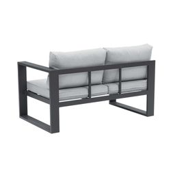 Aluminum and olefin garden sofa set in anthracite and gray | Nyland