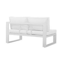 Módulo de sofá para área externa com braço direito de 2 lugares em alumínio e olefina na cor branca, 140 x 80 x 83 cm | Nylândia