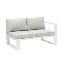 Garden sofa set made of aluminum and olefin fabric in white and gray | Nyland