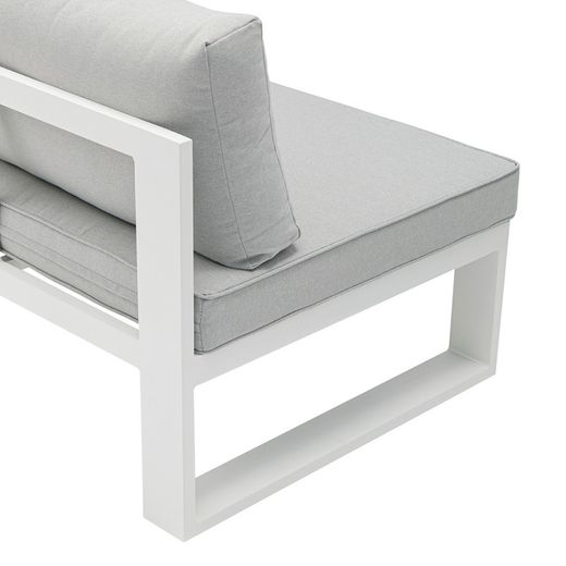 Garden sofa set made of aluminum and olefin fabric in white and gray | Nyland