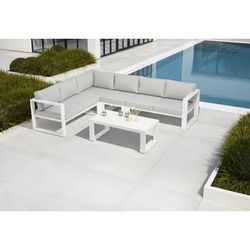 Garden sofa set made of aluminum and olefin fabric in white and gray | Nyland