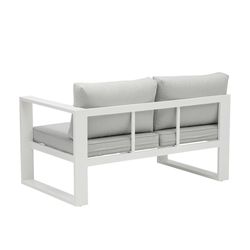 Garden sofa set made of aluminum and olefin fabric in white and gray | Nyland