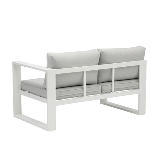 Garden sofa set made of aluminum and olefin fabric in white and gray | Nyland