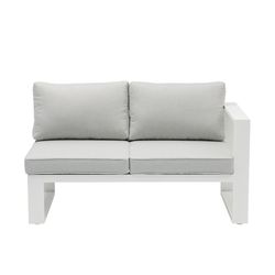 Garden sofa set made of aluminum and olefin fabric in white and gray | Nyland