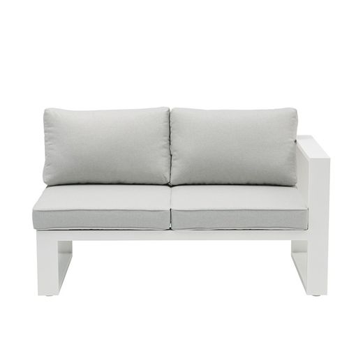 Garden sofa set made of aluminum and olefin fabric in white and gray | Nyland