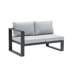 Aluminum and olefin garden sofa set in anthracite and gray | Nyland