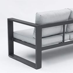 Aluminum and olefin garden sofa set in anthracite and gray | Nyland