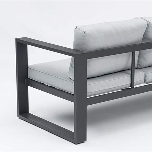 Aluminum and olefin garden sofa set in anthracite and gray | Nyland