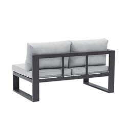 Aluminum and olefin garden sofa set in anthracite and gray | Nyland