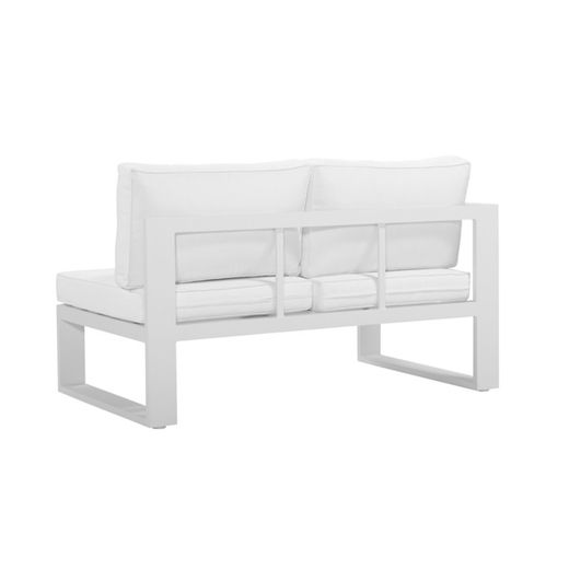 Module de canapé d'extérieur 2 places avec accoudoir gauche en aluminium et oléfine en blanc, 140 x 80 x 83 cm | Nyland
