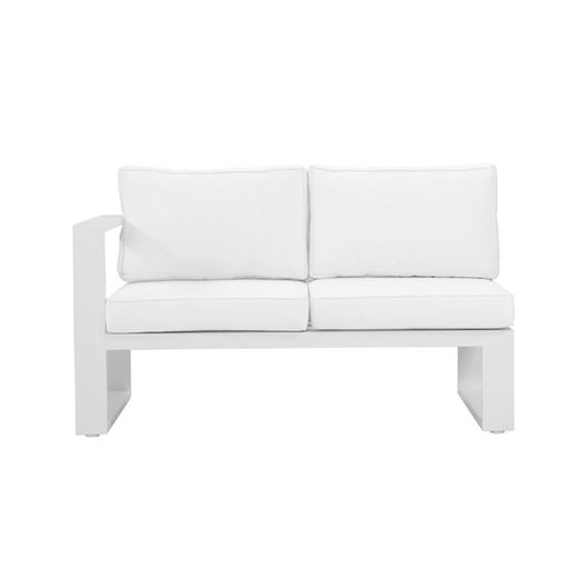 Module de canapé d'extérieur 2 places avec accoudoir gauche en aluminium et oléfine en blanc, 140 x 80 x 83 cm | Nyland