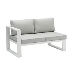 Garden sofa set made of aluminum and olefin fabric in white and gray | Nyland