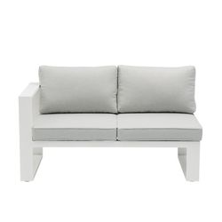 Garden sofa set made of aluminum and olefin fabric in white and gray | Nyland