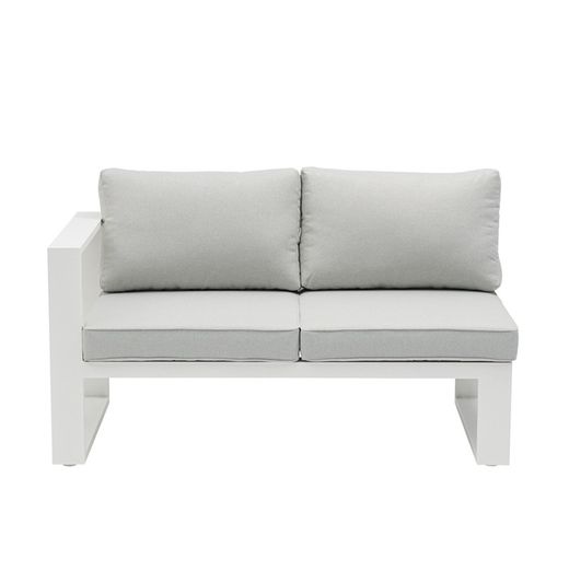 Garden sofa set made of aluminum and olefin fabric in white and gray | Nyland
