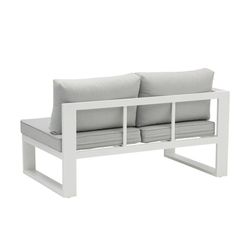 Garden sofa set made of aluminum and olefin fabric in white and gray | Nyland