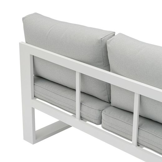 Garden sofa set made of aluminum and olefin fabric in white and gray | Nyland