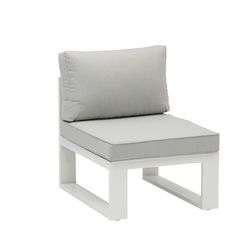 Garden sofa set made of aluminum and olefin fabric in white and gray | Nyland