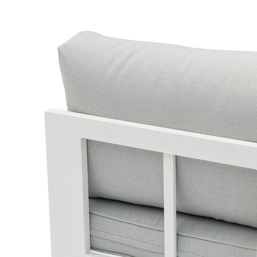 Garden sofa set made of aluminum and olefin fabric in white and gray | Nyland