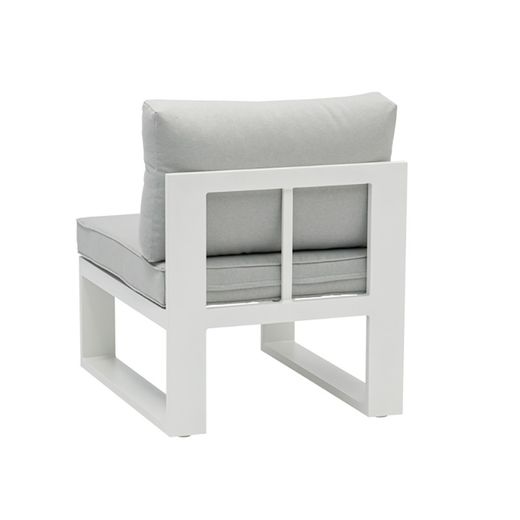 Garden sofa set made of aluminum and olefin fabric in white and gray | Nyland