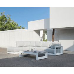 Aluminum and olefin garden sofa set in white and light gray | Onix