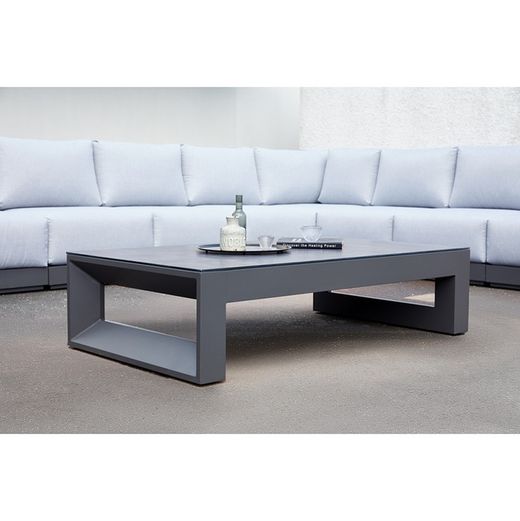 Garden sofa set in aluminum and olefin in anthracite and medium gray | Onix