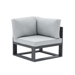Aluminum and olefin garden sofa set in anthracite and gray | Nyland