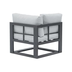 Aluminum and olefin garden sofa set in anthracite and gray | Nyland