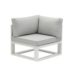 Garden sofa set made of aluminum and olefin fabric in white and gray | Nyland