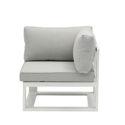 Garden sofa set made of aluminum and olefin fabric in white and gray | Nyland