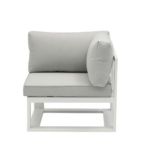 Garden sofa set made of aluminum and olefin fabric in white and gray | Nyland