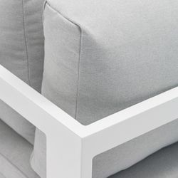 Garden sofa set made of aluminum and olefin fabric in white and gray | Nyland