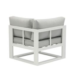 Garden sofa set made of aluminum and olefin fabric in white and gray | Nyland