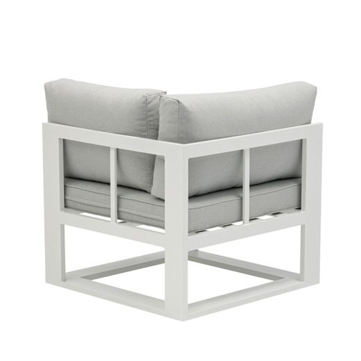Garden sofa set made of aluminum and olefin fabric in white and gray | Nyland
