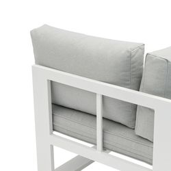 Garden sofa set made of aluminum and olefin fabric in white and gray | Nyland