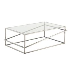 MOONLIGHT-Mesa de centro rectangular de acero y cristal con luz LED 110x70x39 cm