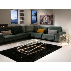MOONLIGHT-Mesa de centro rectangular de acero y cristal con luz LED 110x70x39 cm
