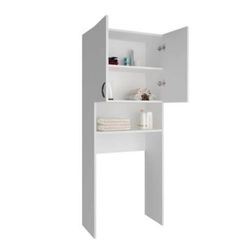 Mueble alto para lavadora de madera en blanco, 65 x 32 x 182 cm | Atenas