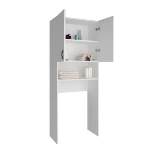 Mueble alto para lavadora de madera en blanco, 65 x 32 x 182 cm | Atenas