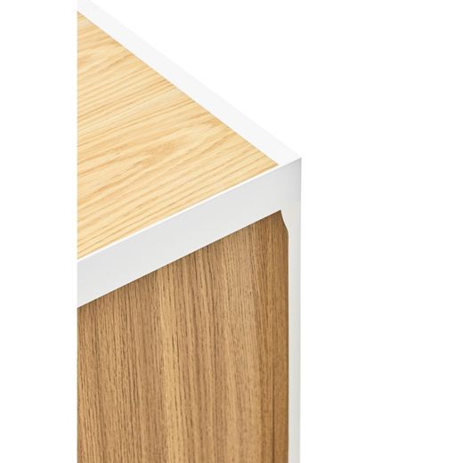 Wijnrek bijmeubel van hout in de kleur wit en eiken, 95 x 40 x 120 cm | Rand