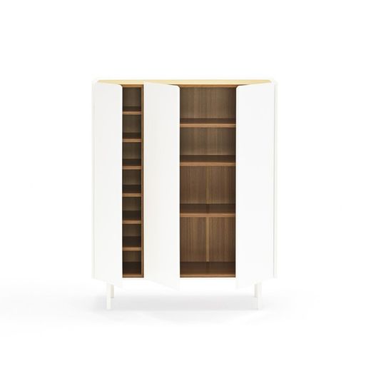 Wijnrek bijmeubel van hout in de kleur wit en eiken, 95 x 40 x 120 cm | Rand