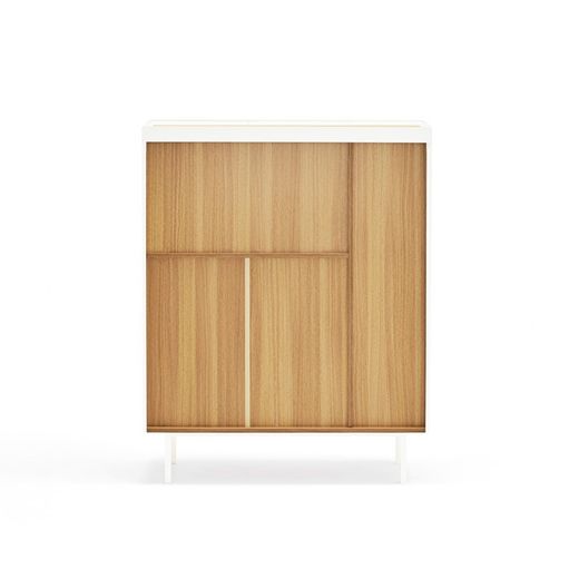 Wijnrek bijmeubel van hout in de kleur wit en eiken, 95 x 40 x 120 cm | Rand