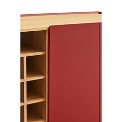 Weinregal-Beistellmöbel aus Holz in Burgunderrot und Eichenfarbe, 95 x 40 x 120 cm | Rand