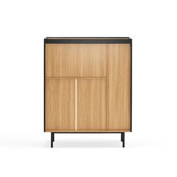Wooden wine rack in black and oak, 95 x 40 x 120 cm | Arista