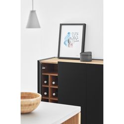 Wooden wine rack in black and oak, 95 x 40 x 120 cm | Arista