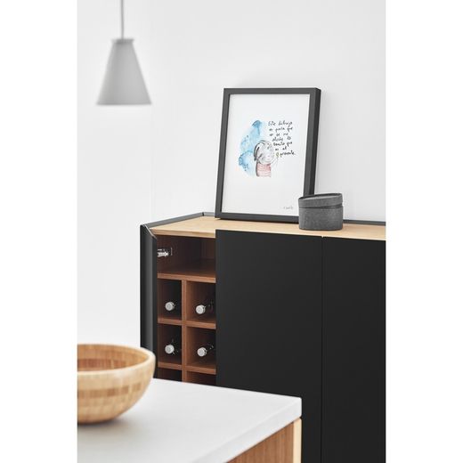 Wooden wine rack in black and oak, 95 x 40 x 120 cm | Arista