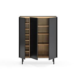 Wooden wine rack in black and oak, 95 x 40 x 120 cm | Arista