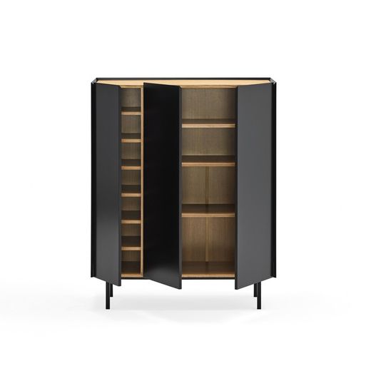 Wooden wine rack in black and oak, 95 x 40 x 120 cm | Arista
